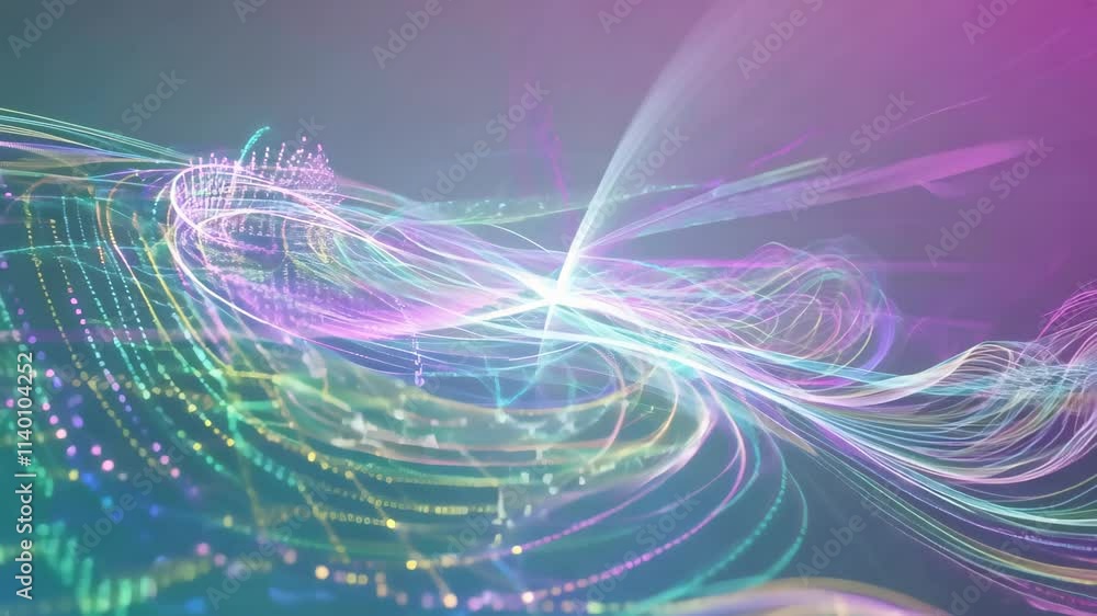 Poster colorful digital wave patterns create mesmerizing light displays in a virtual orchestra of motion an