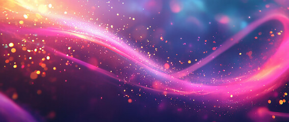 Fototapeta premium Abstract colorful wave with sparkles and light effects.