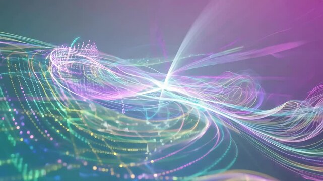 Colorful digital wave patterns create mesmerizing light displays in a virtual orchestra of motion and sound