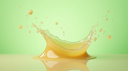Apple Juice Droplets Splashing in Mid-Air