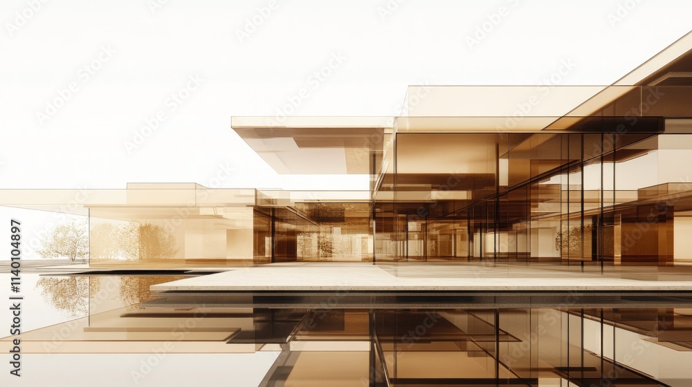 Poster A modern architectural design featuring transparent and layered structures.