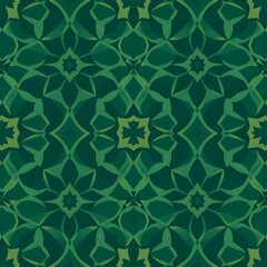 Emerald Kaleidoscope: A seamless pattern of intricate, dark green floral designs, creating a mesmerizing kaleidoscope effect. Perfect for adding a touch of elegance and sophistication to any project.