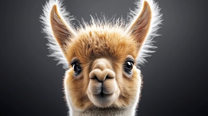 Obraz premium Adorable Alpaca Portrait Close up Cute Fluffy Animal Farm Wildlife Nature Pet Mam