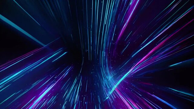 Streamlined speed light blue and purple special effects, abstract technology blue KV main visual business background, 4k High-Quality Wallpaper Background Animation Video