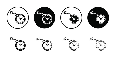 Time bomb with clock icon Thin line flat illustration