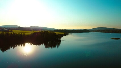 sunrise over the lake,  landscape of Scandinavia 