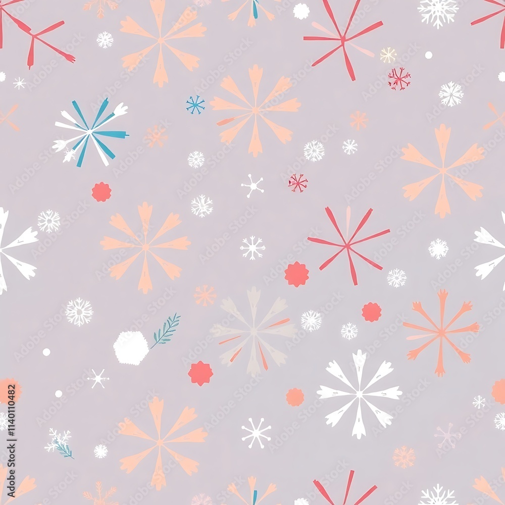 Poster winter wonderland seamless pattern: a delicate and whimsical seamless pattern featuring a delightful
