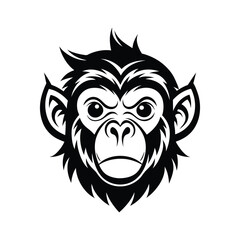 monkey head silhouette icon isolated on white background