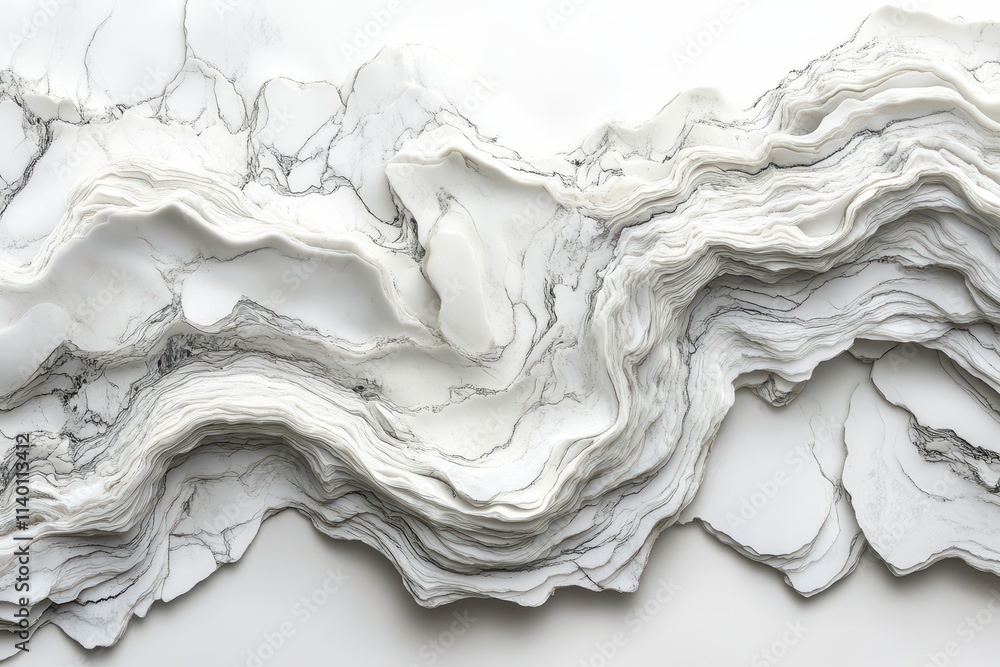Poster abstract marble texture with flowing lines and layers in white and gray.