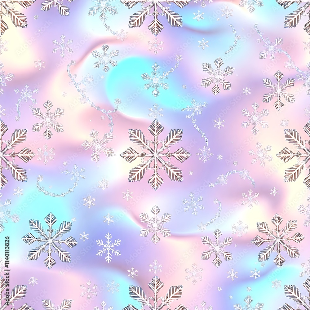 Poster pastel dreamscape snowflake pattern