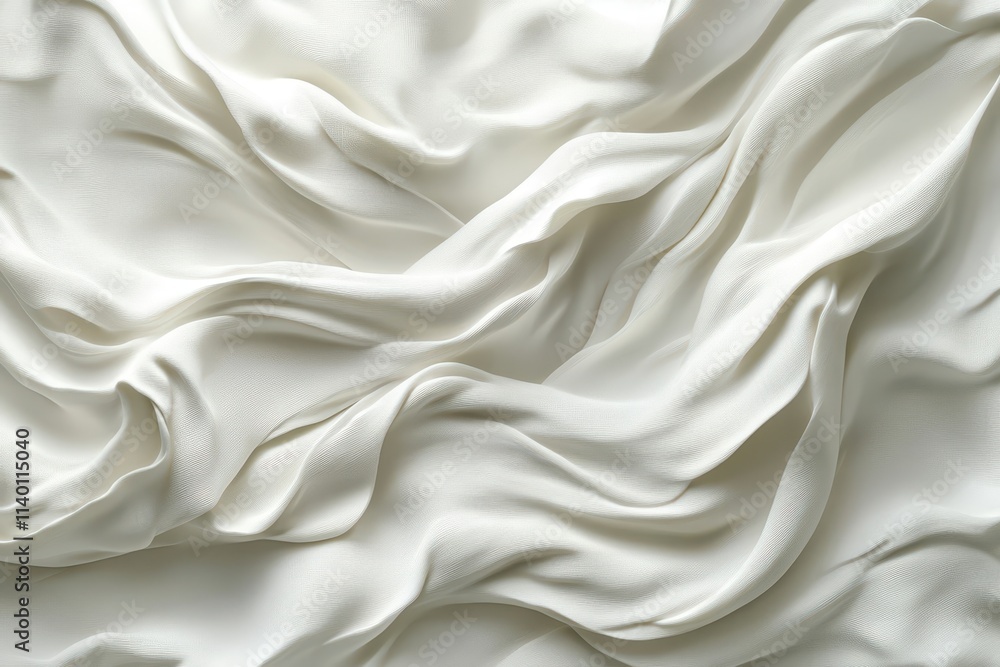 Poster a close-up view of smooth, flowing white fabric with soft textures.