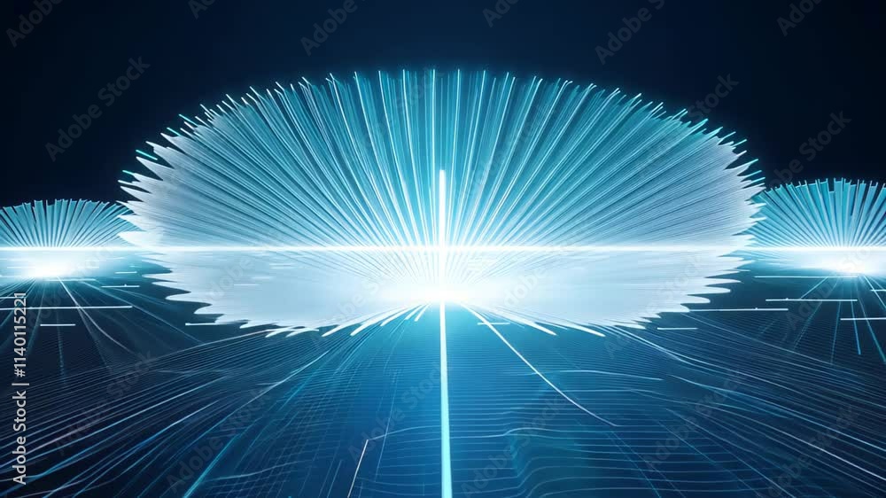 Poster visual representation of advanced technology and data transformation during a futuristic digital eve