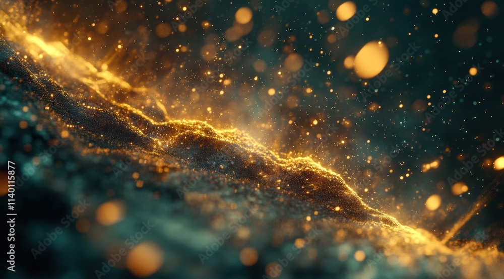 Aufkleber a dynamic and energetic background of glowing particles, with a bokeh effect and an element that sym