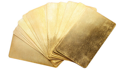 Golden blank cards, isolated on transparent background