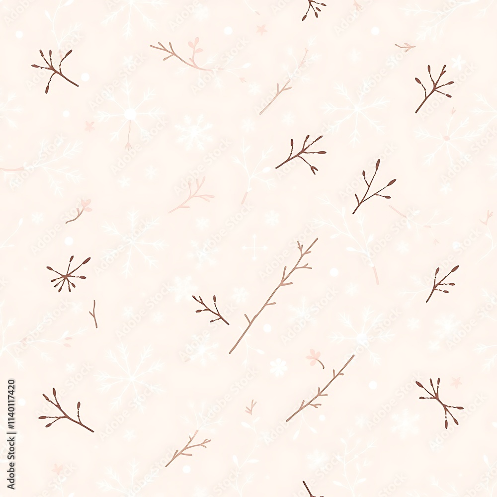 Poster delicate sprout pattern: a delicate and elegant pattern featuring sprigs of tiny sprouts against a s