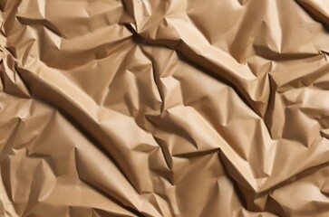 Obraz premium Brown crumpled craft paper texture background