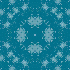 Christmas seamless pattern. Christmas background blue. Snowflake pattern. Happy New Year