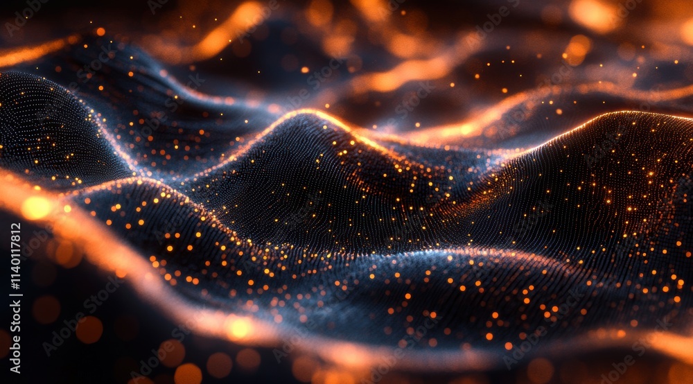 Aufkleber a dynamic and energetic background of glowing particles, with a bokeh effect and an element that sym