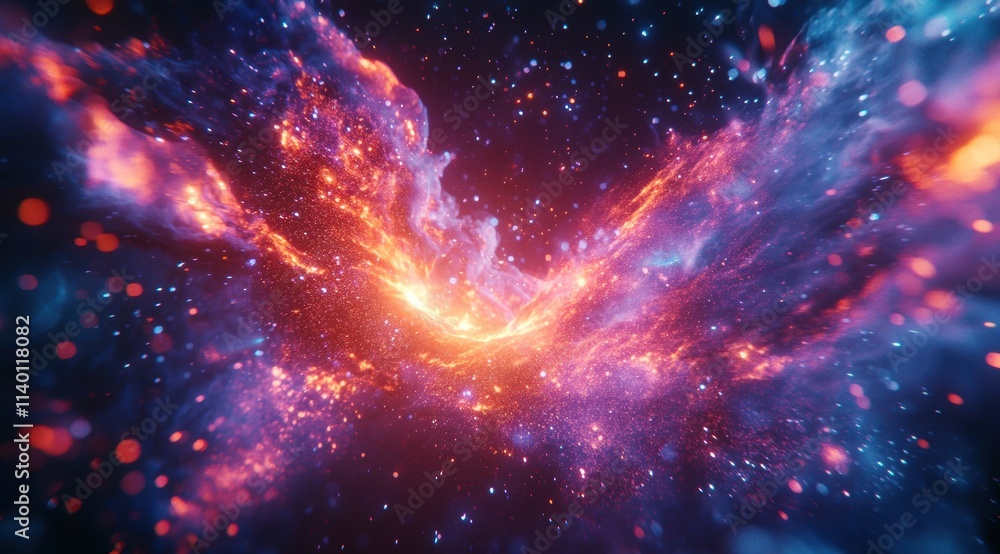 Aufkleber a dynamic explosion of glowing particles, resembling the spark and heat from an exploding rocket in 