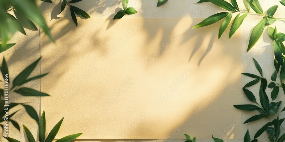 Poster elegant banner framed by papyrus leaves with contrasting empty space for text or design elements