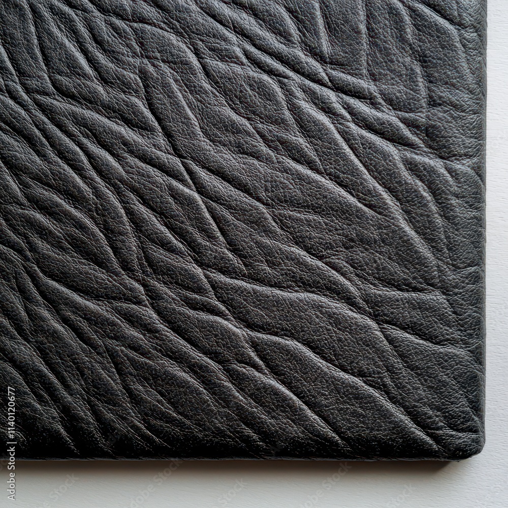 Poster textured dark leather surface with unique patterns and deep grooves for background use