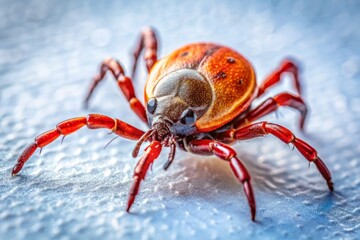 Lyme Disease Prevention: Extreme Close-Up of a Red Tick on White Background