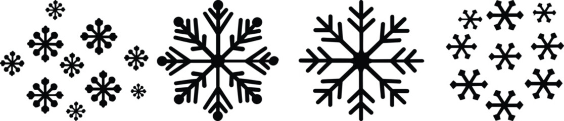 Fototapeta premium Snowflake silhouette set vector design big pack of ice illustration and icon
