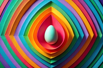 Minimalist Easter Egg Geometric Paper Cut Design: Bird's Eye View