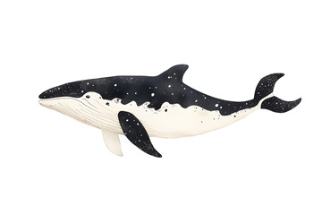 Fototapeta premium Blue whale hand drawn illustration isolated on white background. Whale.
