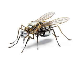 Fototapeta premium Intricate mechanical robot designed to resemble a fly showcasing advanced technology and creativity