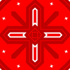 Seamless square pattern red. Christmas pattern red. Santa Claus pattern. Merry Christmas. Happy New Year.