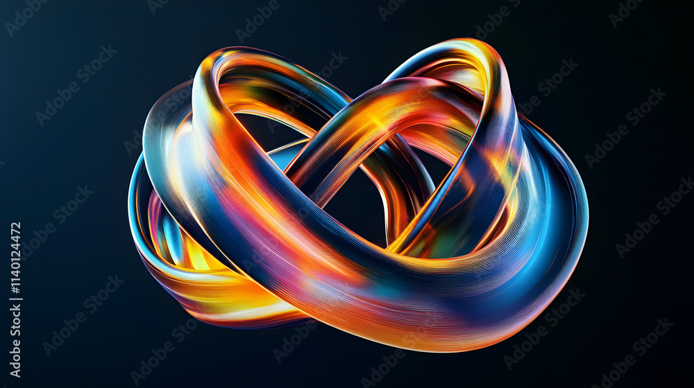 Poster abstract 3d rendering of twisted lines. modern background design, illustration of a futuristic shape