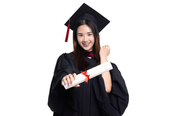 Successful graduation from university. Smiling beautiful Asian girl university or college graduated...