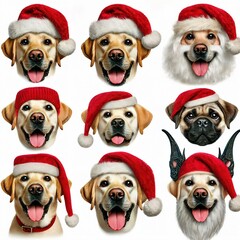 set of christmas dogs