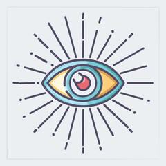All seeing eye vision. Radiant eye symbol, insight, wisdom, knowledge, perspective, awareness, truth, future sight.