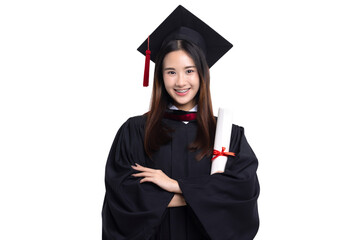Successful graduation from university. Smiling beautiful Asian girl university or college graduated...
