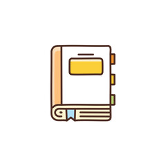 Colorful notebook icon. Cute book illustration; represents organization, knowledge, and planning. Perfect for educational projects.