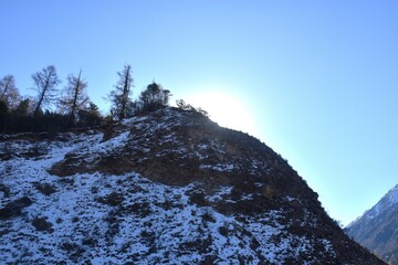Four Girls Mountain or Siguniangshan as know as Switzerland travel location of China with sky background