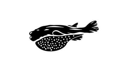 Fugu emblem, black isolated silhouette