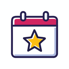 Starred calendar date. Important date reminder.  Success, achievement, or special occasion symbol.