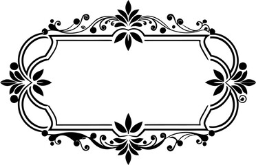 Calligraphic Hand Drawn Frame Silhouette Vector, Floral frame Vector Illustration Isolated on White Background