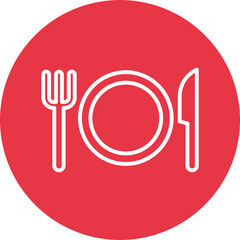 Silverware line circle icon