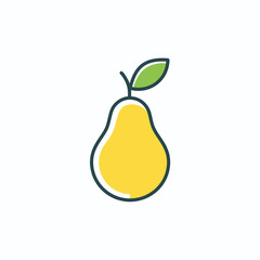 Yellow pear fruit icon. Simple pear illustration perfect for healthy eating designs.  Represents freshness and natural goodness.