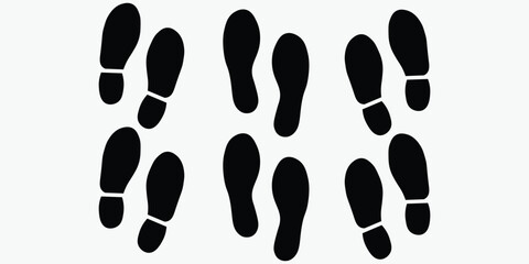 vector set, Printed shoe soles. isolated on white background Foot print, boots, sneakers. Shoe sole icon.