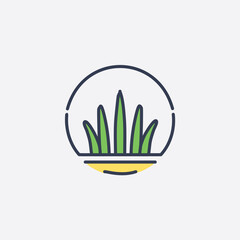 Green grass nature icon. Circular grass icon symbolizing growth, freshness, and environmental conservation.  Perfect for eco-friendly brands.