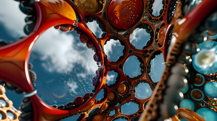 Fototapeta premium Futuristic Nano-Technological Web with Reflective Micro-Structures..