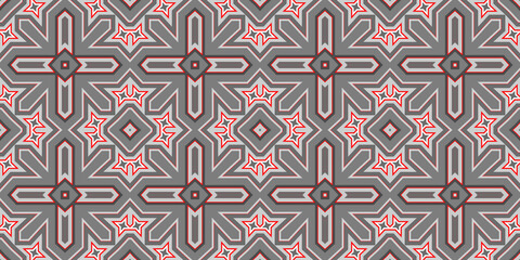 Seamless pattern banner gray and red. Merry Christmas. Happy New Year. Red woven pattern