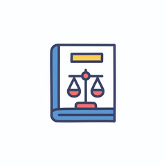 Law book justice scales. Legal guide, fairness, balance, law,  justice, rights, equity, impartiality, legislation,  court,  judgment, verdict,  legal system,  constitution.