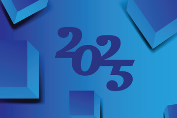 2025 blue card, New Year number logo. Happy new year banner