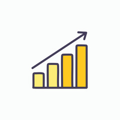 Growth chart success. Upward trend graph; symbolizes progress, achievement, and rising profits.  Positive growth concept.